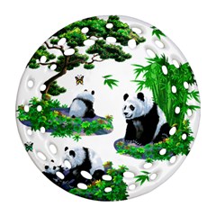 Cute Panda Cartoon Ornament (round Filigree) by Simbadda