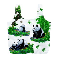 Cute Panda Cartoon Full Print Recycle Bags (l)  by Simbadda