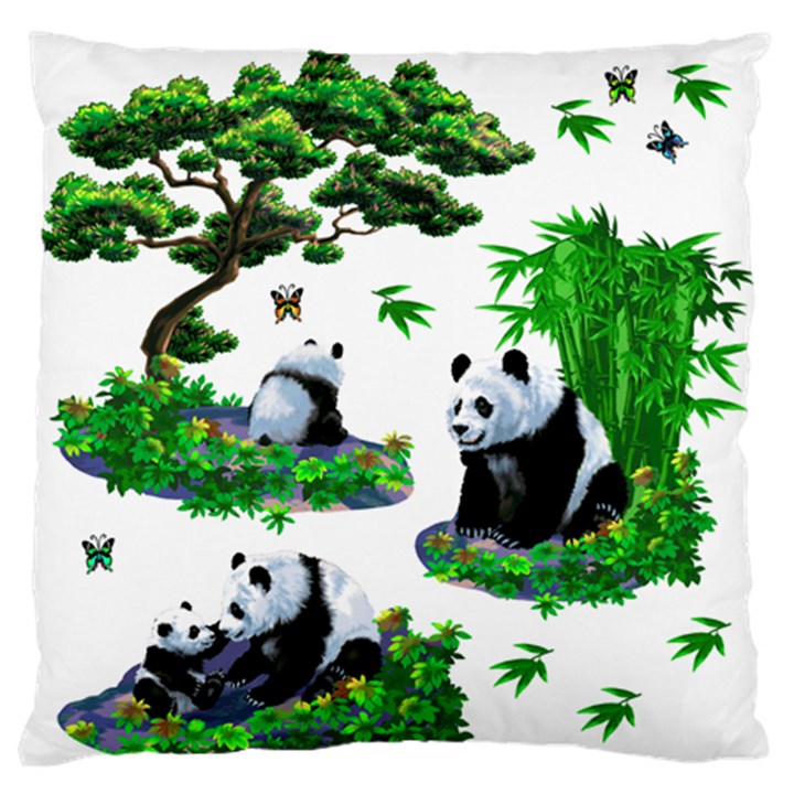 Cute Panda Cartoon Large Flano Cushion Case (One Side)