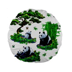 Cute Panda Cartoon Standard 15  Premium Flano Round Cushions