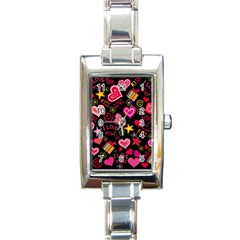 Love Hearts Sweet Vector Rectangle Italian Charm Watch by Simbadda