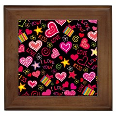 Love Hearts Sweet Vector Framed Tiles by Simbadda