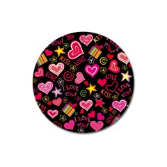 Love Hearts Sweet Vector Magnet 3  (round) by Simbadda