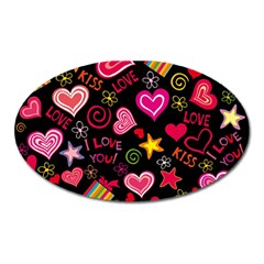 Love Hearts Sweet Vector Oval Magnet by Simbadda