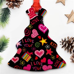 Love Hearts Sweet Vector Christmas Tree Ornament (two Sides)