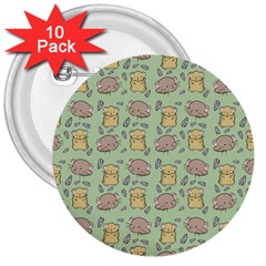 Cute Hamster Pattern 3  Buttons (10 pack) 