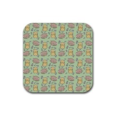 Cute Hamster Pattern Rubber Coaster (square)  by Simbadda