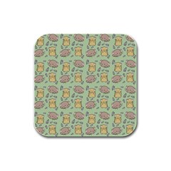 Cute Hamster Pattern Rubber Square Coaster (4 pack) 