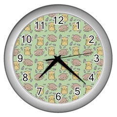 Cute Hamster Pattern Wall Clocks (Silver) 