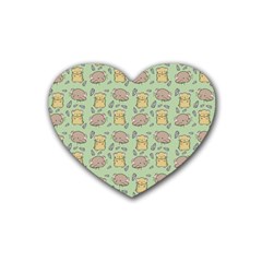 Cute Hamster Pattern Rubber Coaster (Heart) 