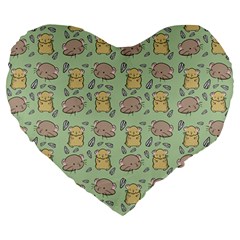 Cute Hamster Pattern Large 19  Premium Heart Shape Cushions by Simbadda