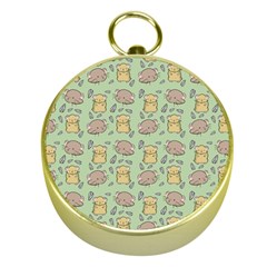 Cute Hamster Pattern Gold Compasses