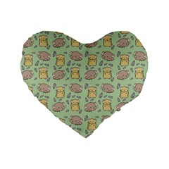 Cute Hamster Pattern Standard 16  Premium Flano Heart Shape Cushions by Simbadda