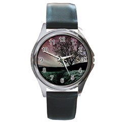 Sky Landscape Nature Clouds Round Metal Watch