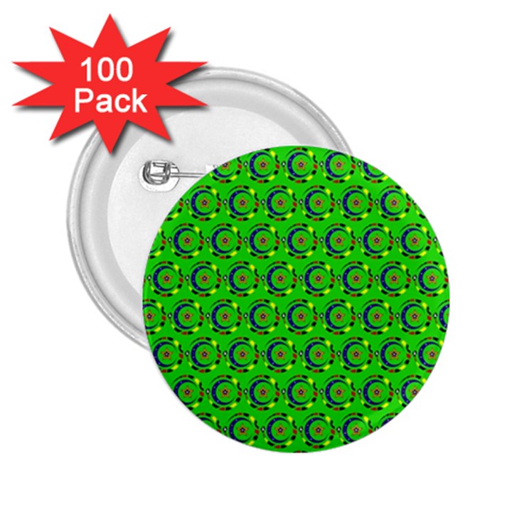 Green Abstract Art Circles Swirls Stars 2.25  Buttons (100 pack) 