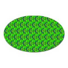 Green Abstract Art Circles Swirls Stars Oval Magnet