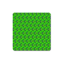 Green Abstract Art Circles Swirls Stars Square Magnet by Simbadda