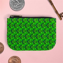 Green Abstract Art Circles Swirls Stars Mini Coin Purses by Simbadda