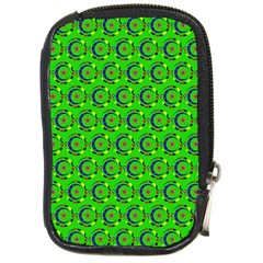 Green Abstract Art Circles Swirls Stars Compact Camera Cases