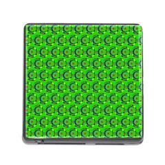 Green Abstract Art Circles Swirls Stars Memory Card Reader (square) by Simbadda