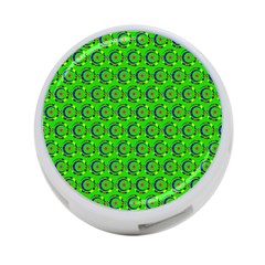 Green Abstract Art Circles Swirls Stars 4-port Usb Hub (two Sides)  by Simbadda