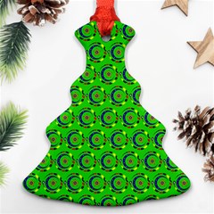 Green Abstract Art Circles Swirls Stars Ornament (christmas Tree) 