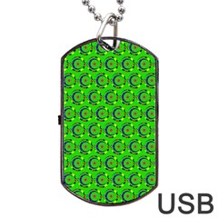 Green Abstract Art Circles Swirls Stars Dog Tag Usb Flash (two Sides)