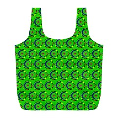 Green Abstract Art Circles Swirls Stars Full Print Recycle Bags (l)  by Simbadda