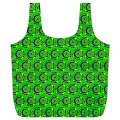 Green Abstract Art Circles Swirls Stars Full Print Recycle Bags (l) 