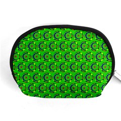 Green Abstract Art Circles Swirls Stars Accessory Pouches (medium) 