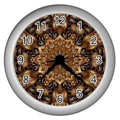 3d Fractal Art Wall Clocks (silver) 