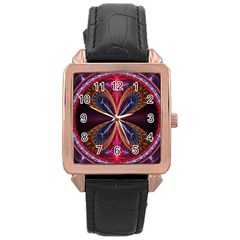 3d Abstract Ring Rose Gold Leather Watch  by Simbadda