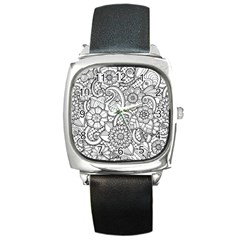 These Flowers Need Colour! Square Metal Watch