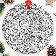 These Flowers Need Colour! Round Filigree Ornament (two Sides)