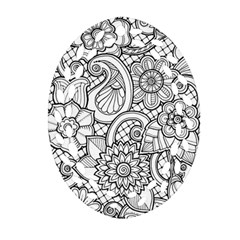 These Flowers Need Colour! Oval Filigree Ornament (two Sides)