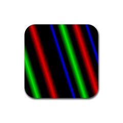 Multi Color Neon Background Rubber Coaster (square)  by Simbadda