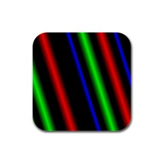 Multi Color Neon Background Rubber Square Coaster (4 Pack) 