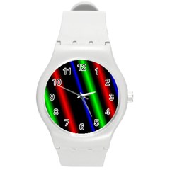 Multi Color Neon Background Round Plastic Sport Watch (m) by Simbadda