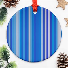 Color Stripes Blue White Pattern Ornament (round)