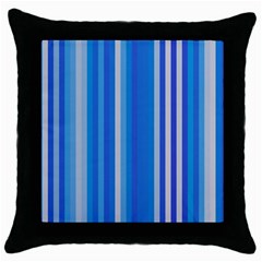 Color Stripes Blue White Pattern Throw Pillow Case (black)