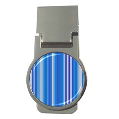 Color Stripes Blue White Pattern Money Clips (round)  by Simbadda