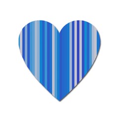 Color Stripes Blue White Pattern Heart Magnet by Simbadda