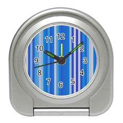 Color Stripes Blue White Pattern Travel Alarm Clocks by Simbadda