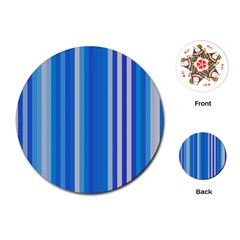 Color Stripes Blue White Pattern Playing Cards (round) 