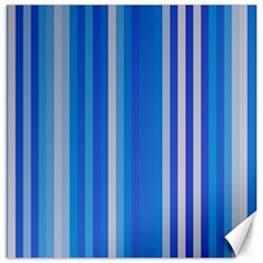 Color Stripes Blue White Pattern Canvas 16  X 16   by Simbadda