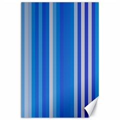 Color Stripes Blue White Pattern Canvas 24  X 36 