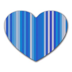 Color Stripes Blue White Pattern Heart Mousepads by Simbadda