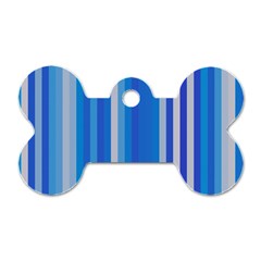 Color Stripes Blue White Pattern Dog Tag Bone (one Side)