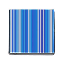 Color Stripes Blue White Pattern Memory Card Reader (square) by Simbadda