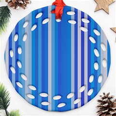 Color Stripes Blue White Pattern Ornament (round Filigree)